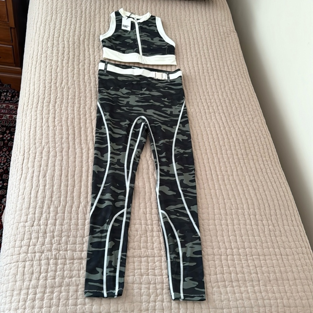Workout set army style top, and leggings